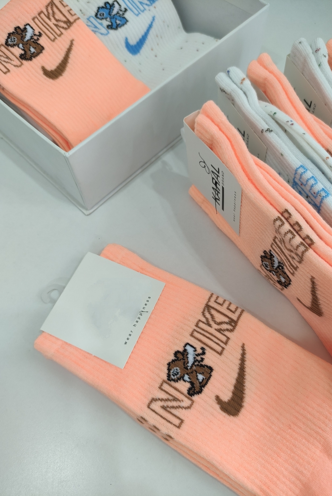 پک دو جفتی جوراب نایک  ساقدار  دونه برفی نخ پنبه هندی ۳۷تا۴۴