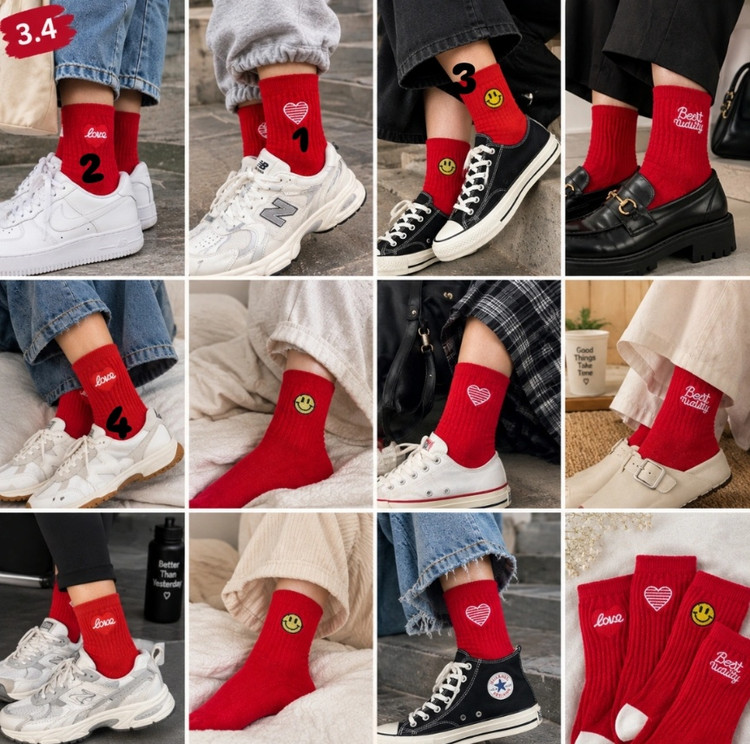 جوراب نیمساق کبریتی نخ پنبه ای red mood زنانه